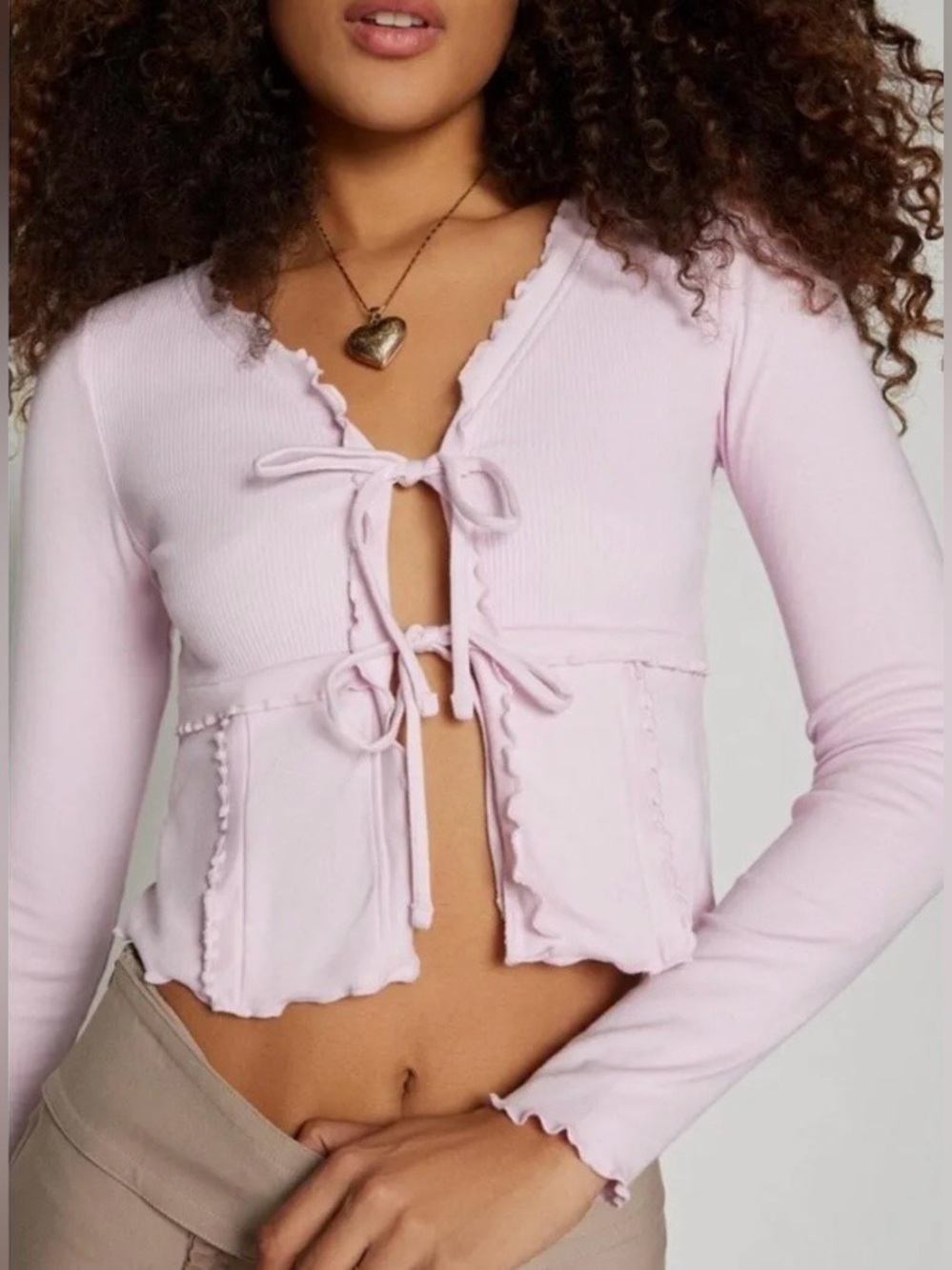 NWOT Kimchi Blue Melissa Tie-Front Top in Lilac XS